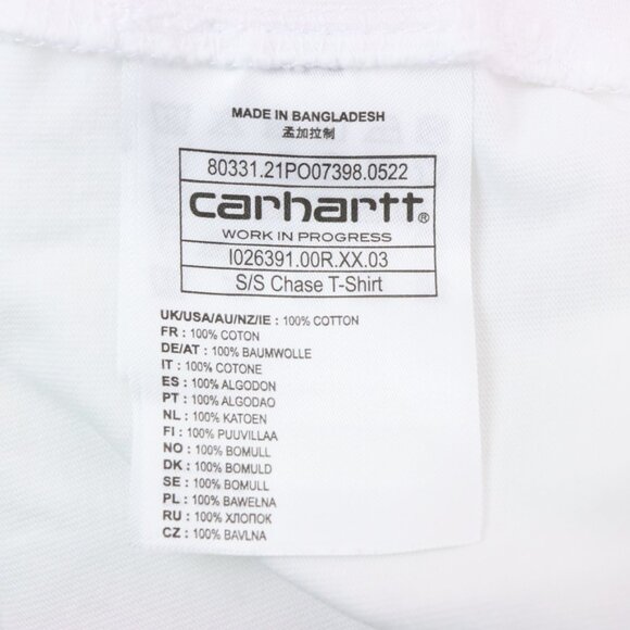 Pre-Owned Carhartt WIP Chase Short Sleeve Cotton T-Shirt in White Size XL - Picture 5 of 5